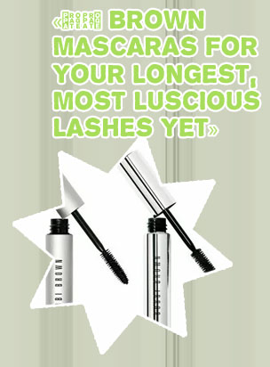 Brown mascara on lashes